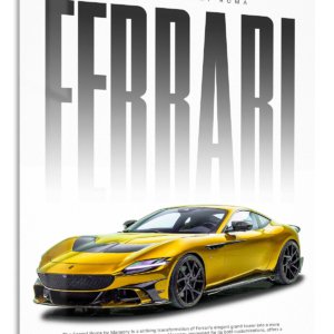 Ferrari Mansory Roma Gold Performance Poster metal wall art print
