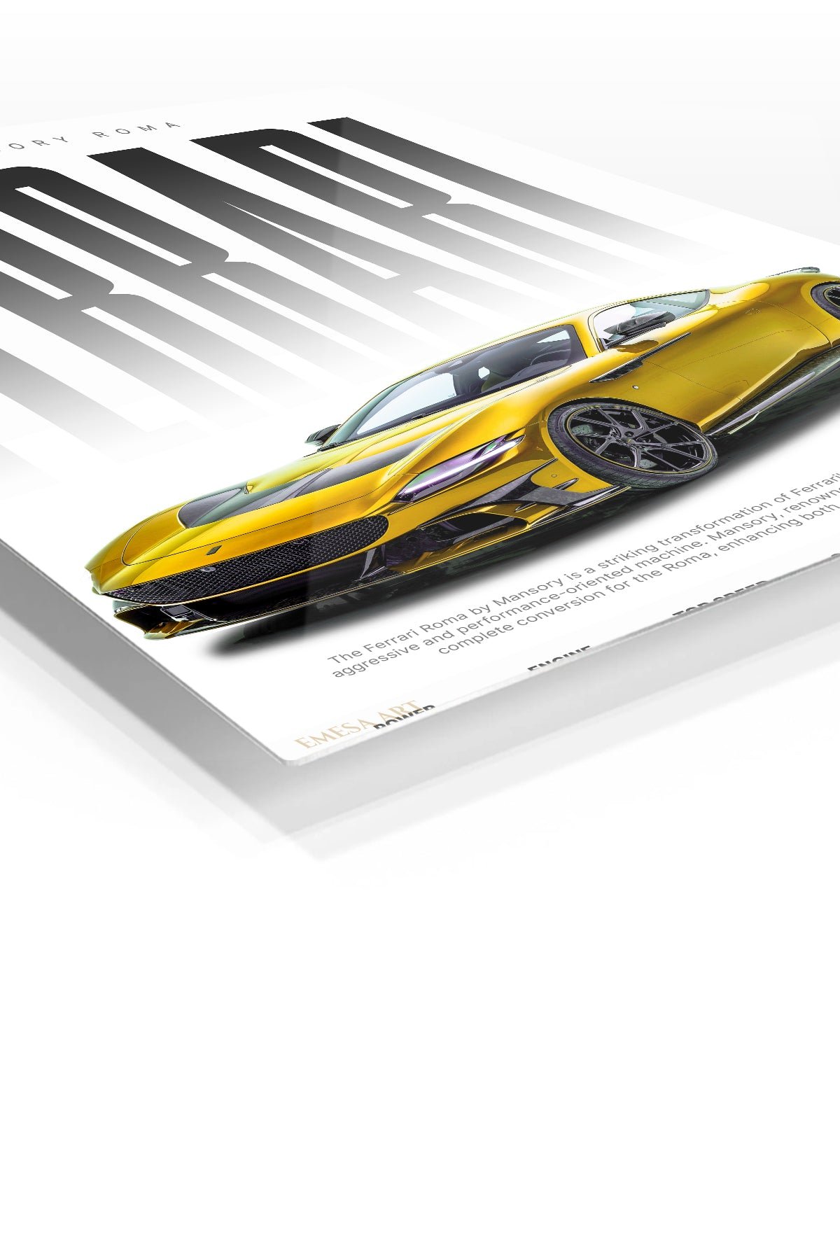 Ferrari Mansory Roma Gold Performance Poster metal wall art print, view 2