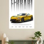 Ferrari Mansory Roma Gold Performance Poster metal wall art print, view 4