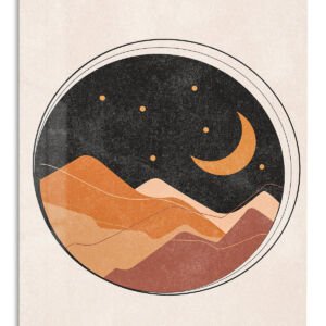 Crescent Moon Desert Layers metal wall art print