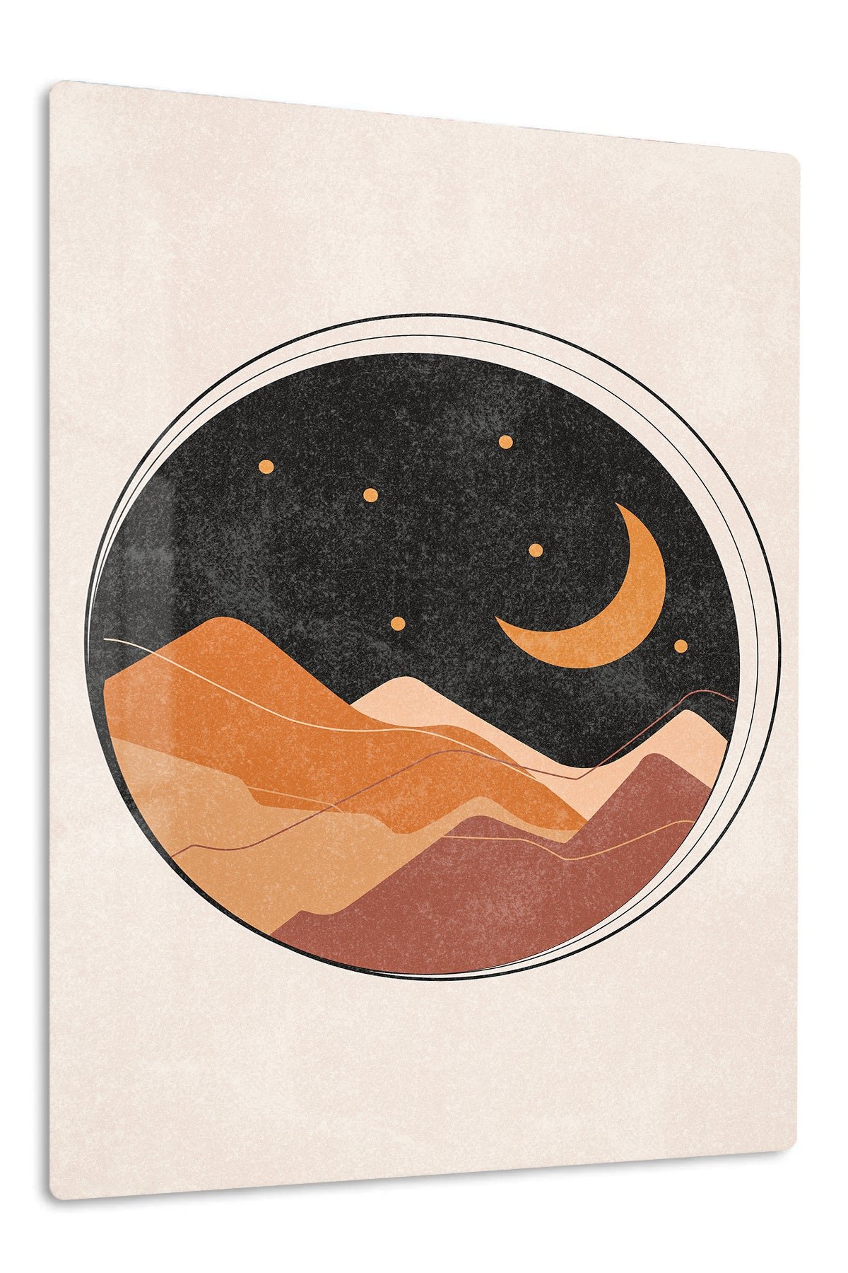 Crescent Moon Desert Layers metal wall art print