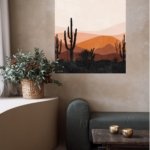 Terracotta Desert Cactus Sunset metal wall art print, view 5