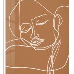 Terracotta Contour Face metal wall art print