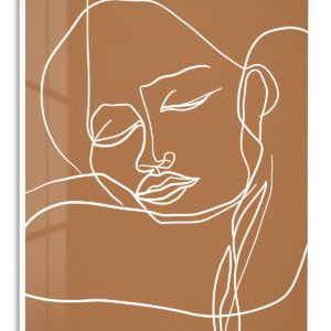 Terracotta Contour Face metal wall art print