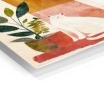 Moonlit Cat and Houseplant metal wall art print, view 2