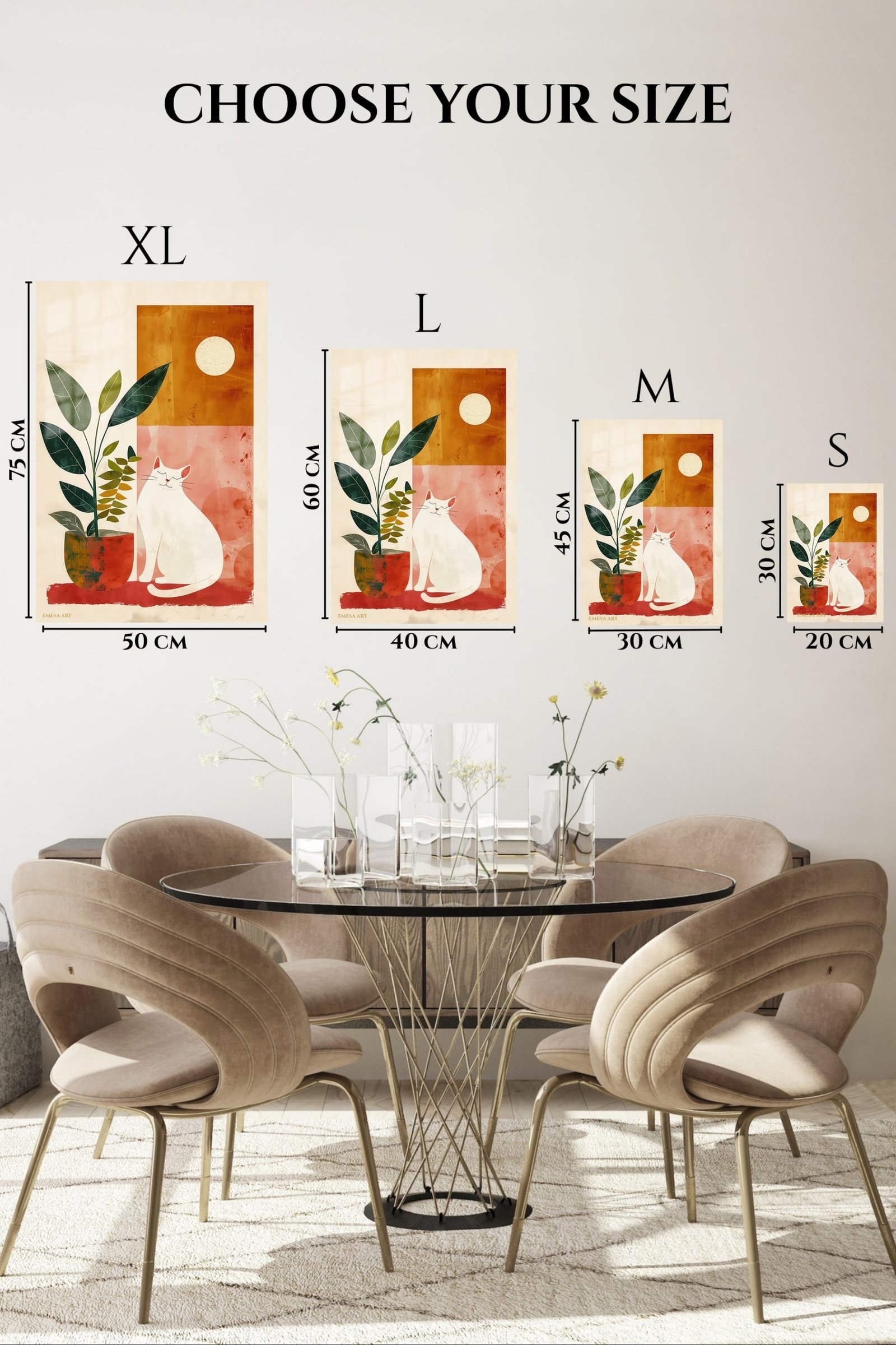 Moonlit Cat and Houseplant metal wall art print, view 6