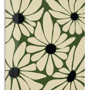 Olive Daisy Bloom Pattern metal wall art print