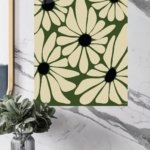 Olive Daisy Bloom Pattern metal wall art print, view 4