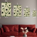 Olive Daisy Bloom Pattern metal wall art print, view 6