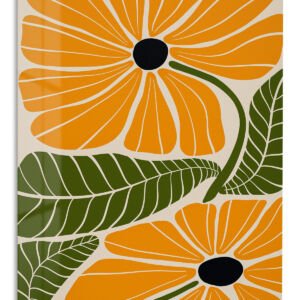 Golden Botanical Bloom metal wall art print