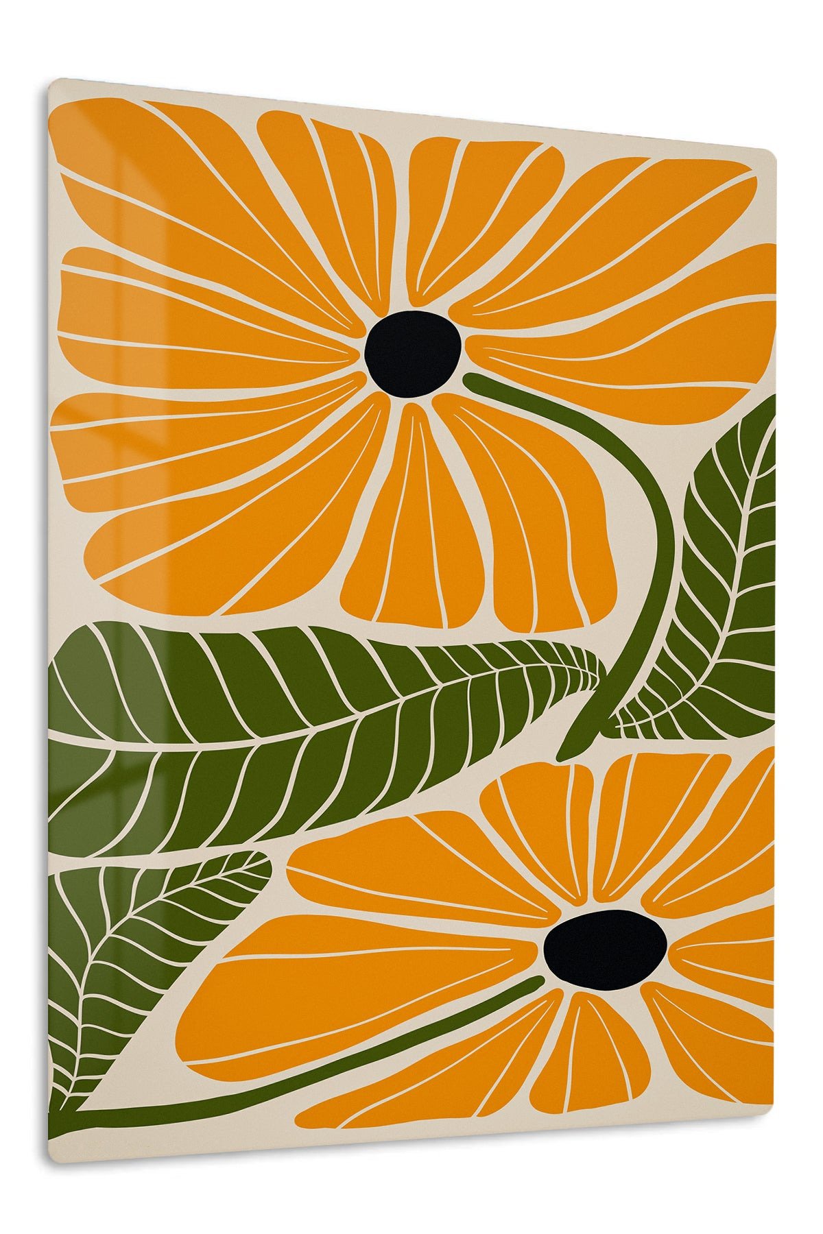 Golden Botanical Bloom metal wall art print