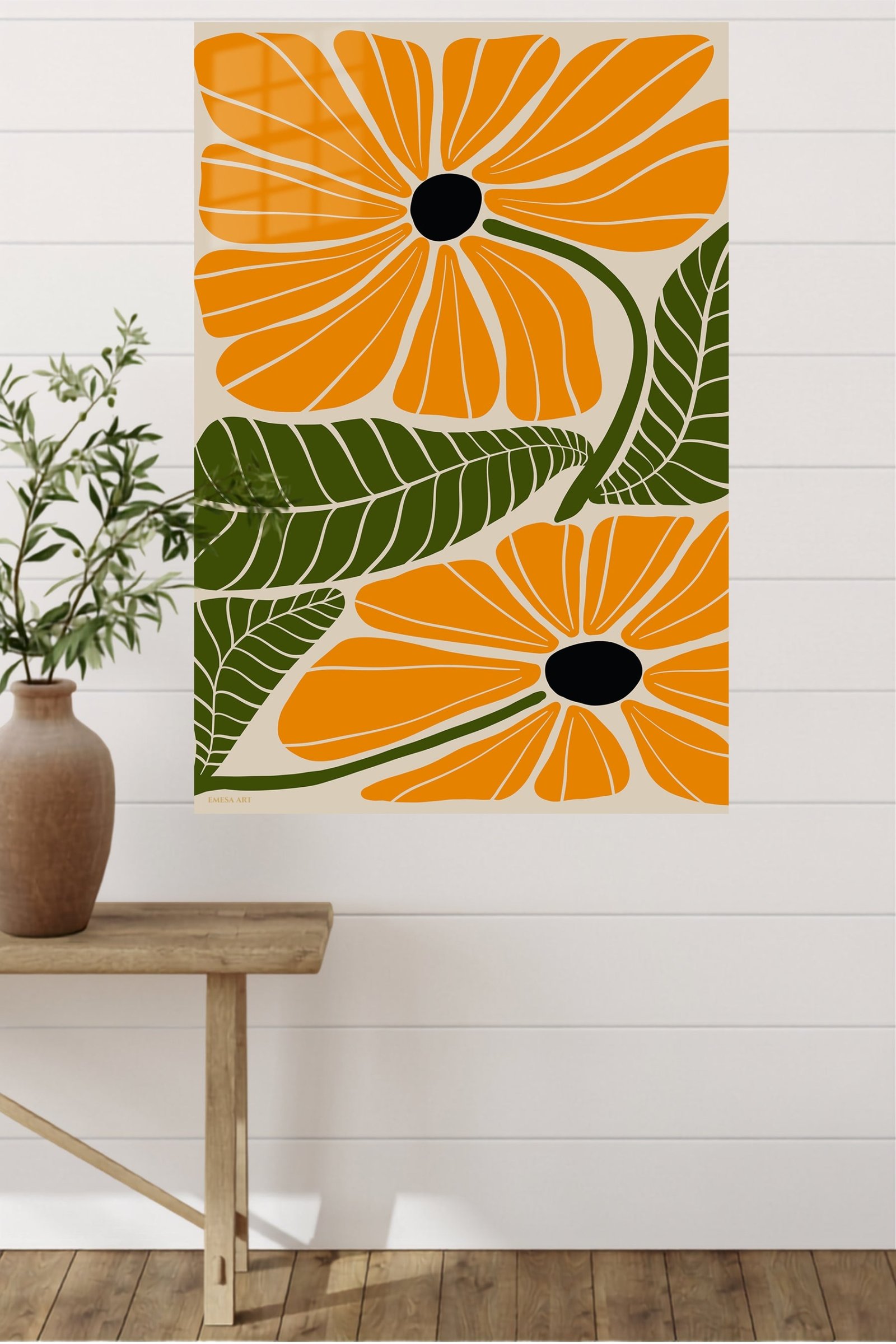 Golden Botanical Bloom metal wall art print, view 4