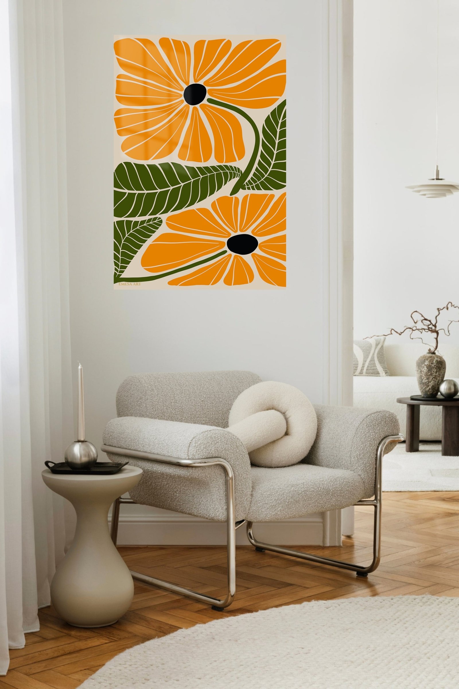 Golden Botanical Bloom metal wall art print, view 5