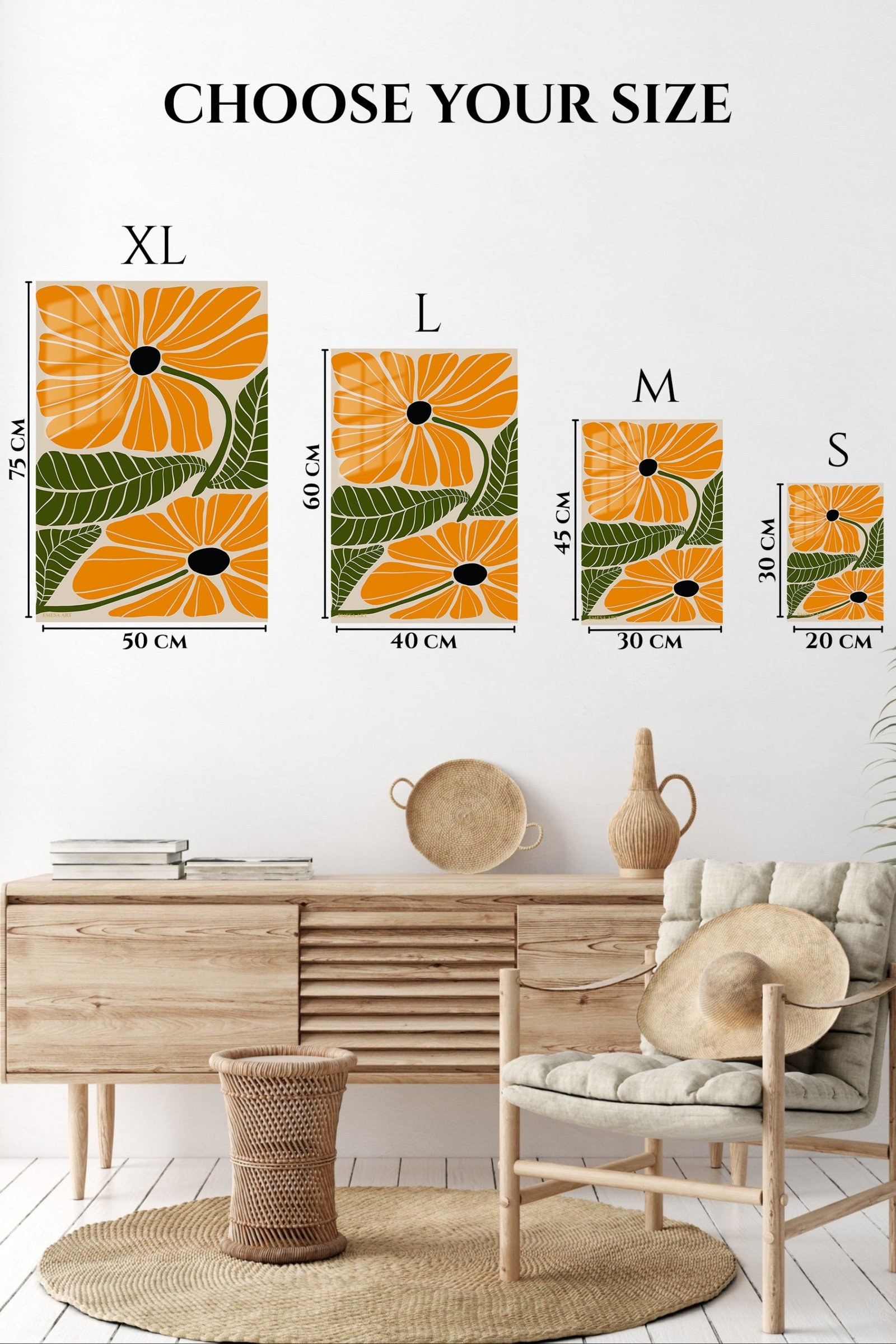 Golden Botanical Bloom metal wall art print, view 6