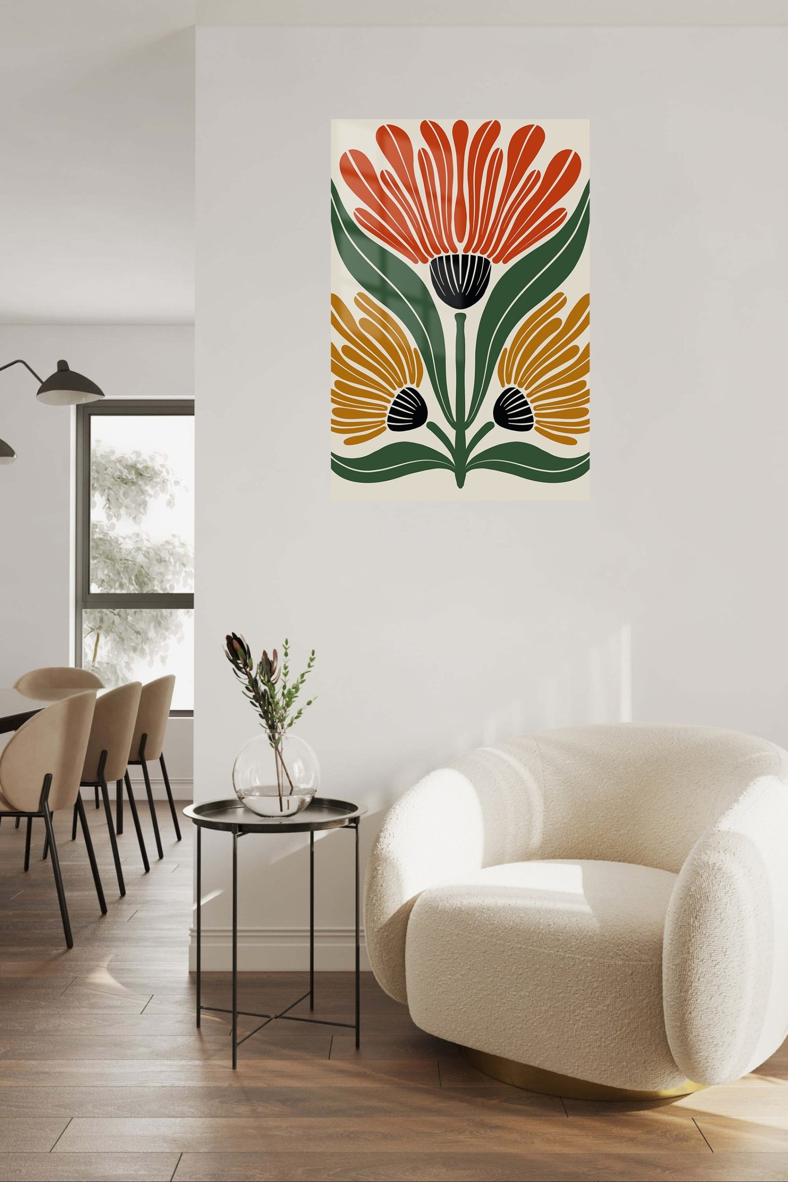 Three Bloom Botanical metal wall art print, view 5