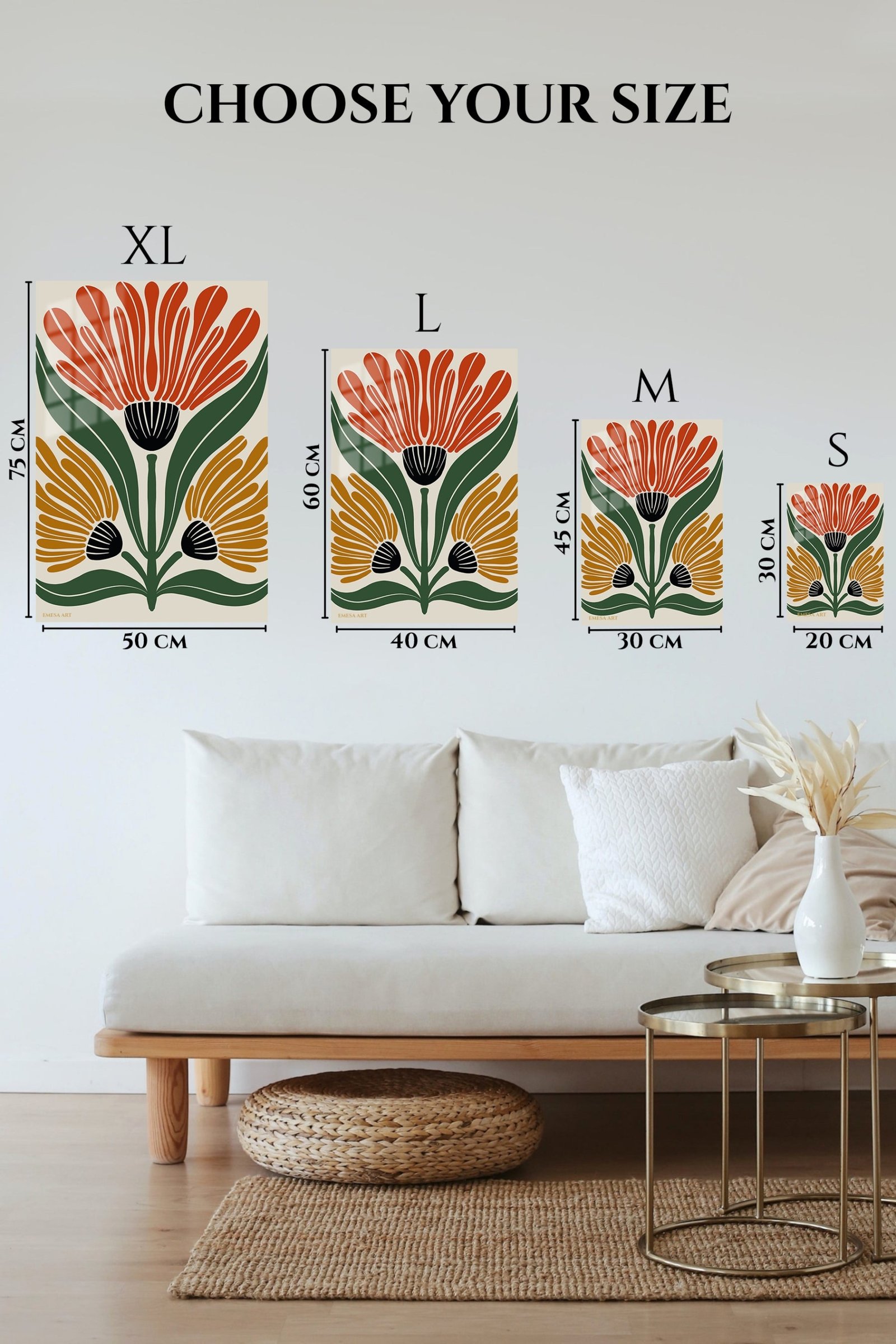 Three Bloom Botanical metal wall art print, view 6