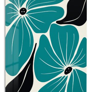 Teal Botanical Bloom metal wall art print