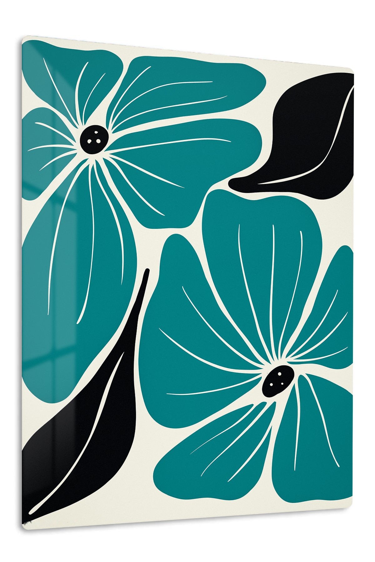 Teal Botanical Bloom metal wall art print