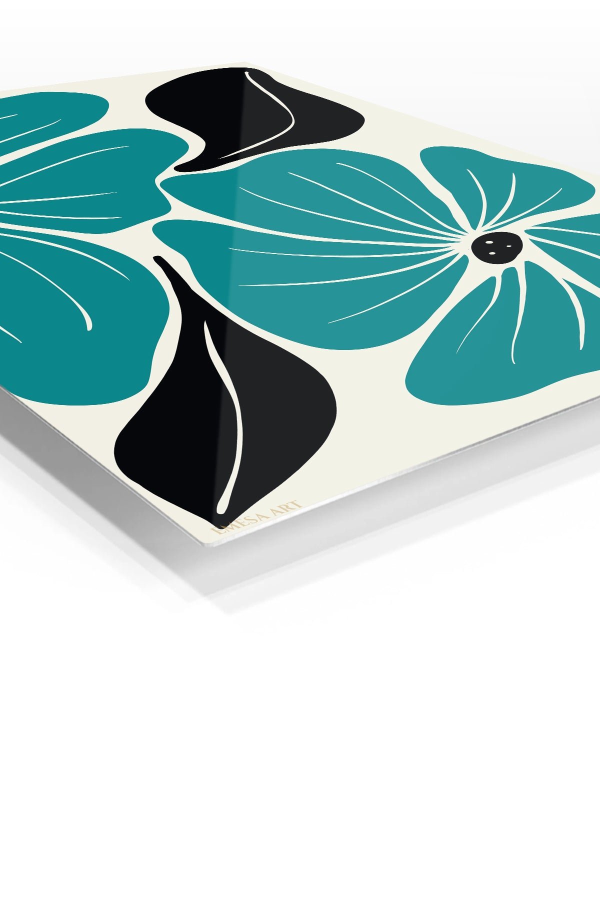 Teal Botanical Bloom metal wall art print, view 2