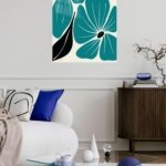 Teal Botanical Bloom metal wall art print, view 5