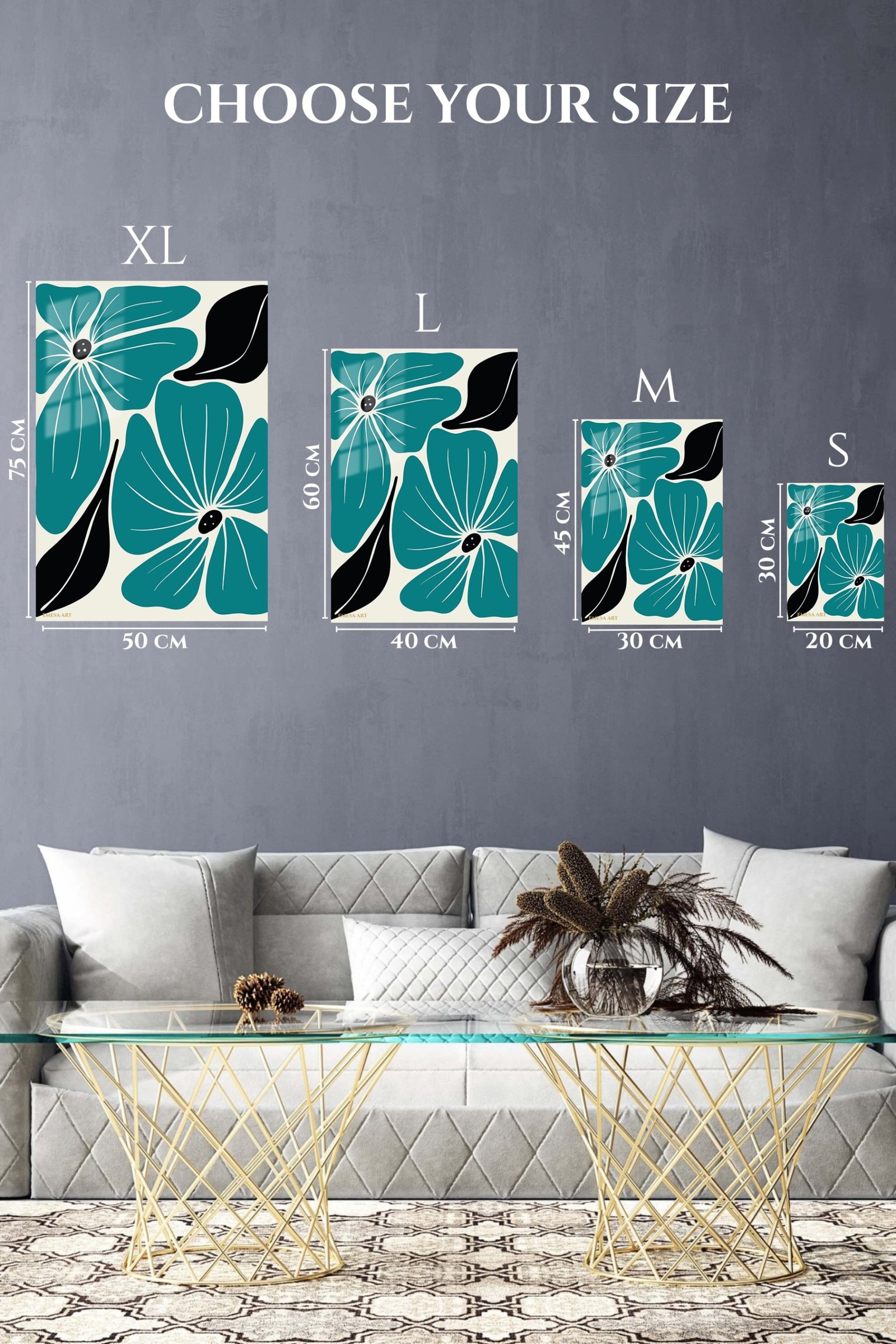 Teal Botanical Bloom metal wall art print, view 6
