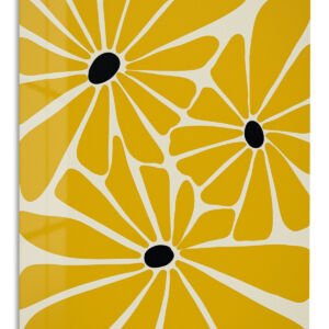 Mustard Daisy Trio metal wall art print