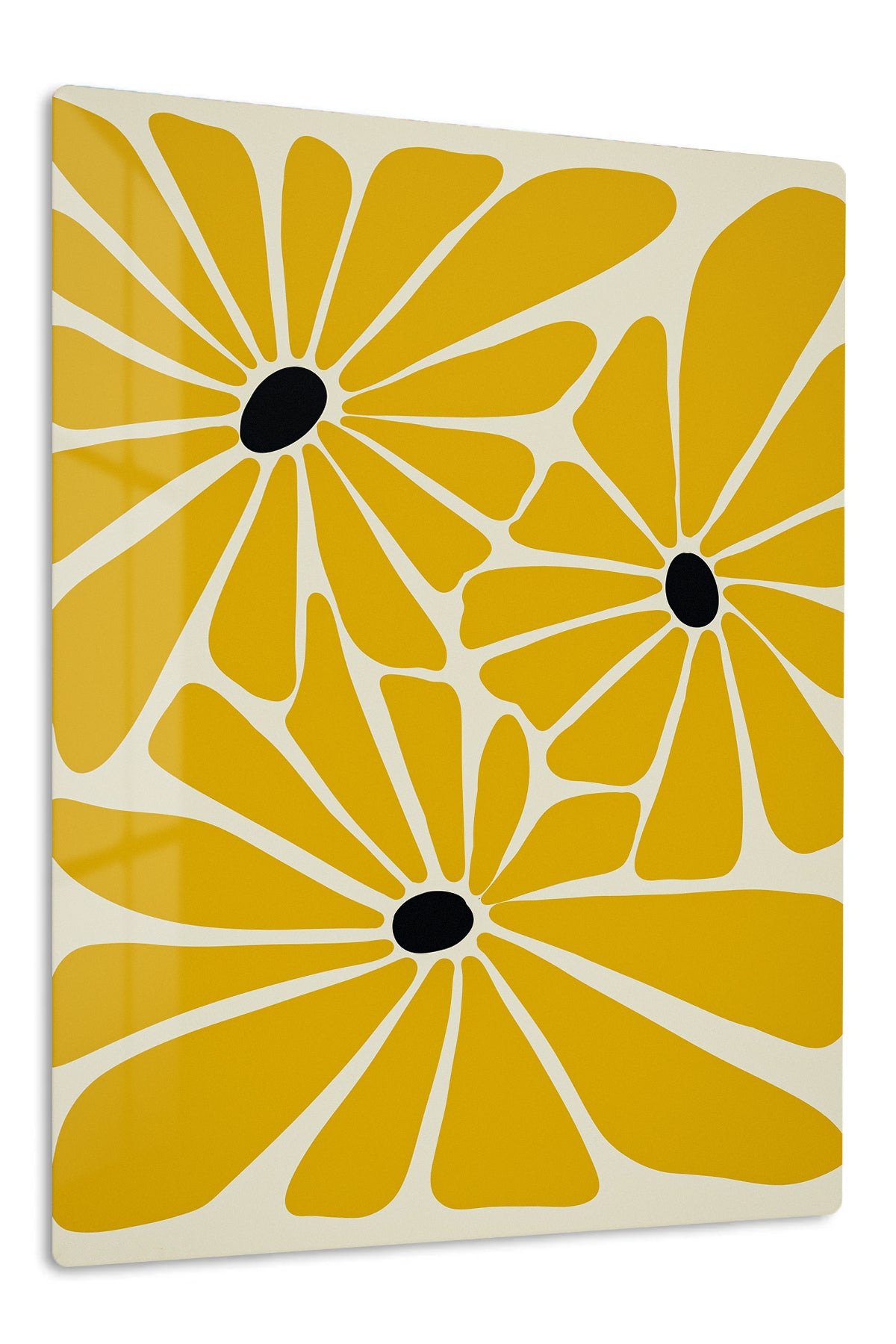 Mustard Daisy Trio metal wall art print