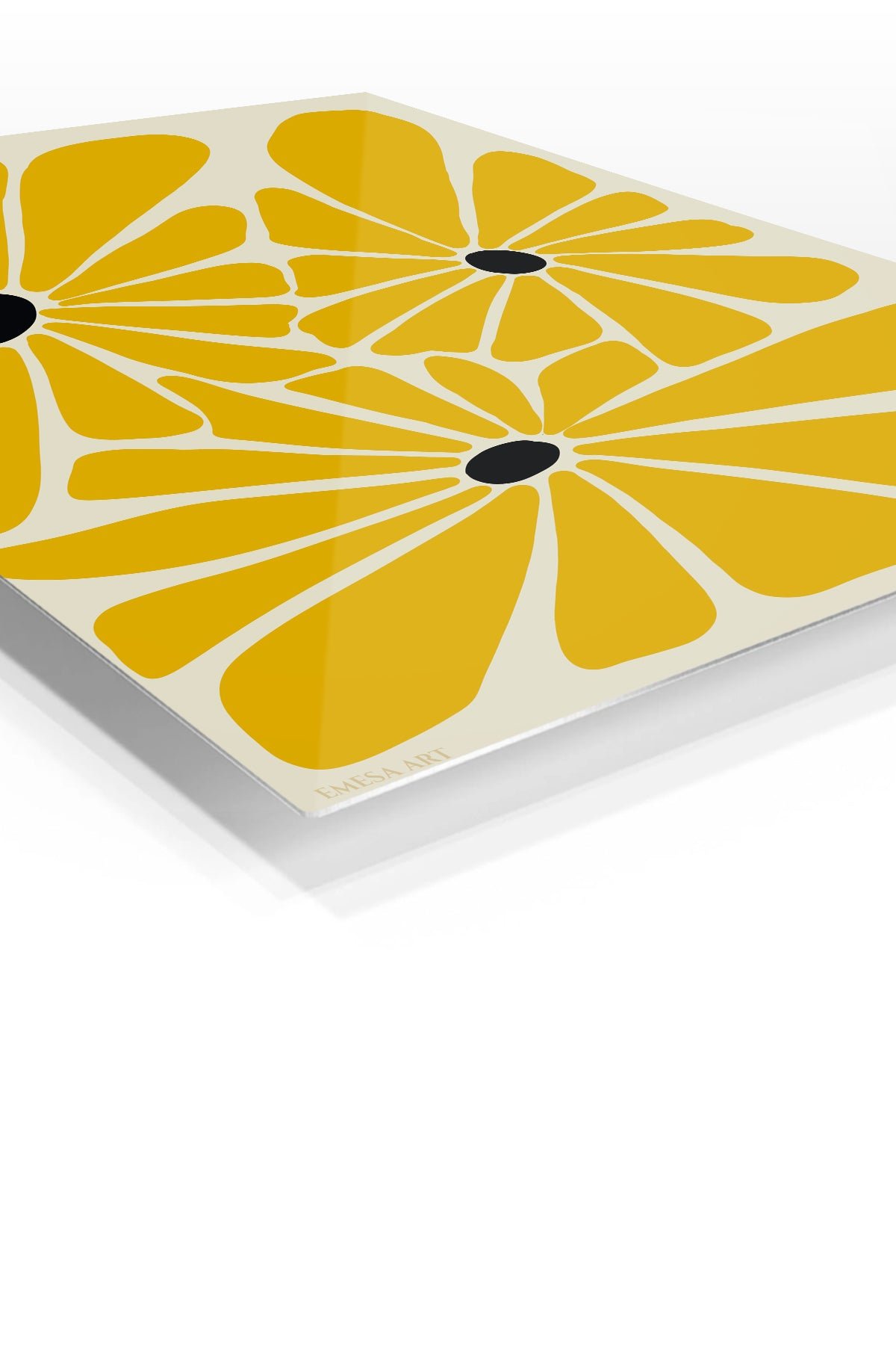 Mustard Daisy Trio metal wall art print, view 2