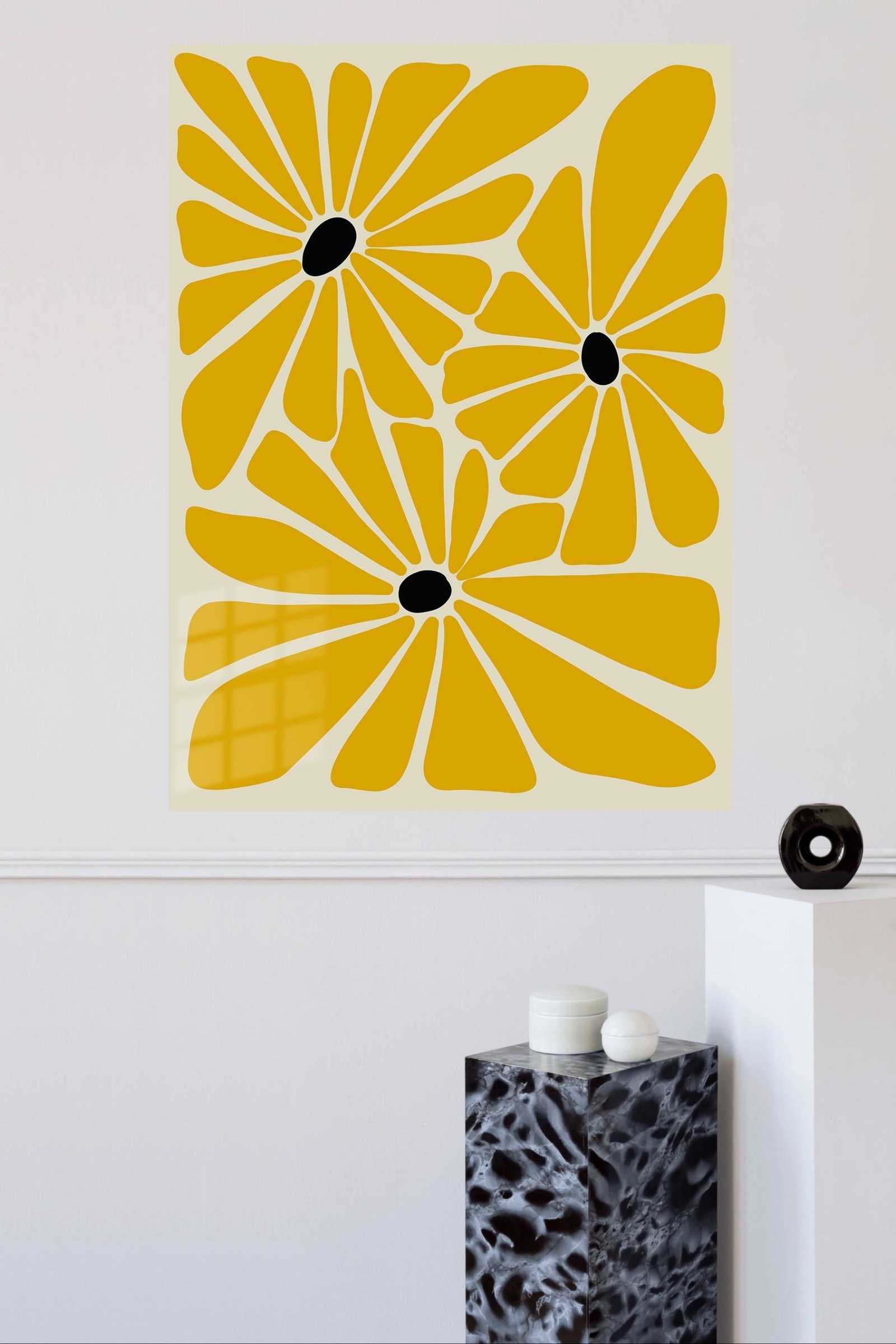 Mustard Daisy Trio metal wall art print, view 4