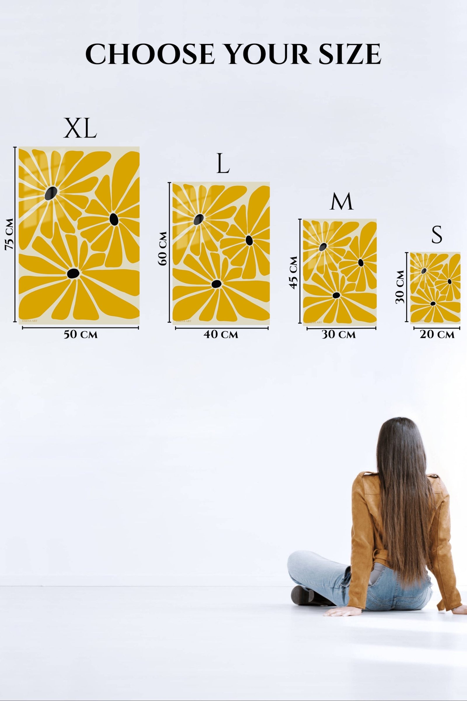 Mustard Daisy Trio metal wall art print, view 6