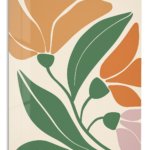 Terracotta Botanical Bloom metal wall art print