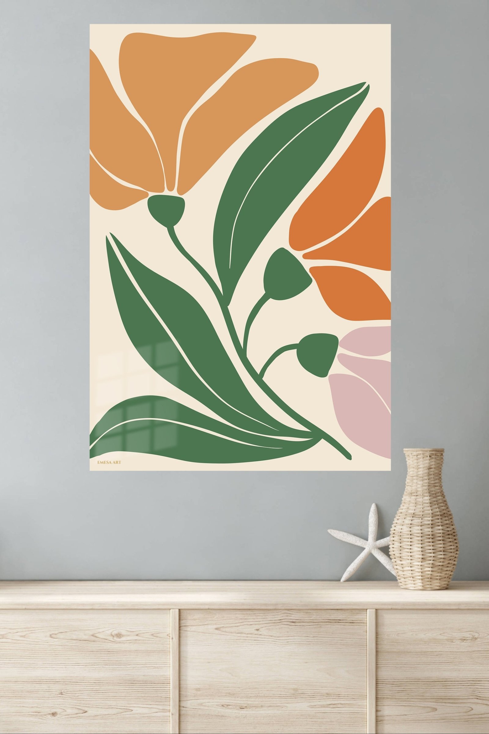 Terracotta Botanical Bloom metal wall art print, view 4