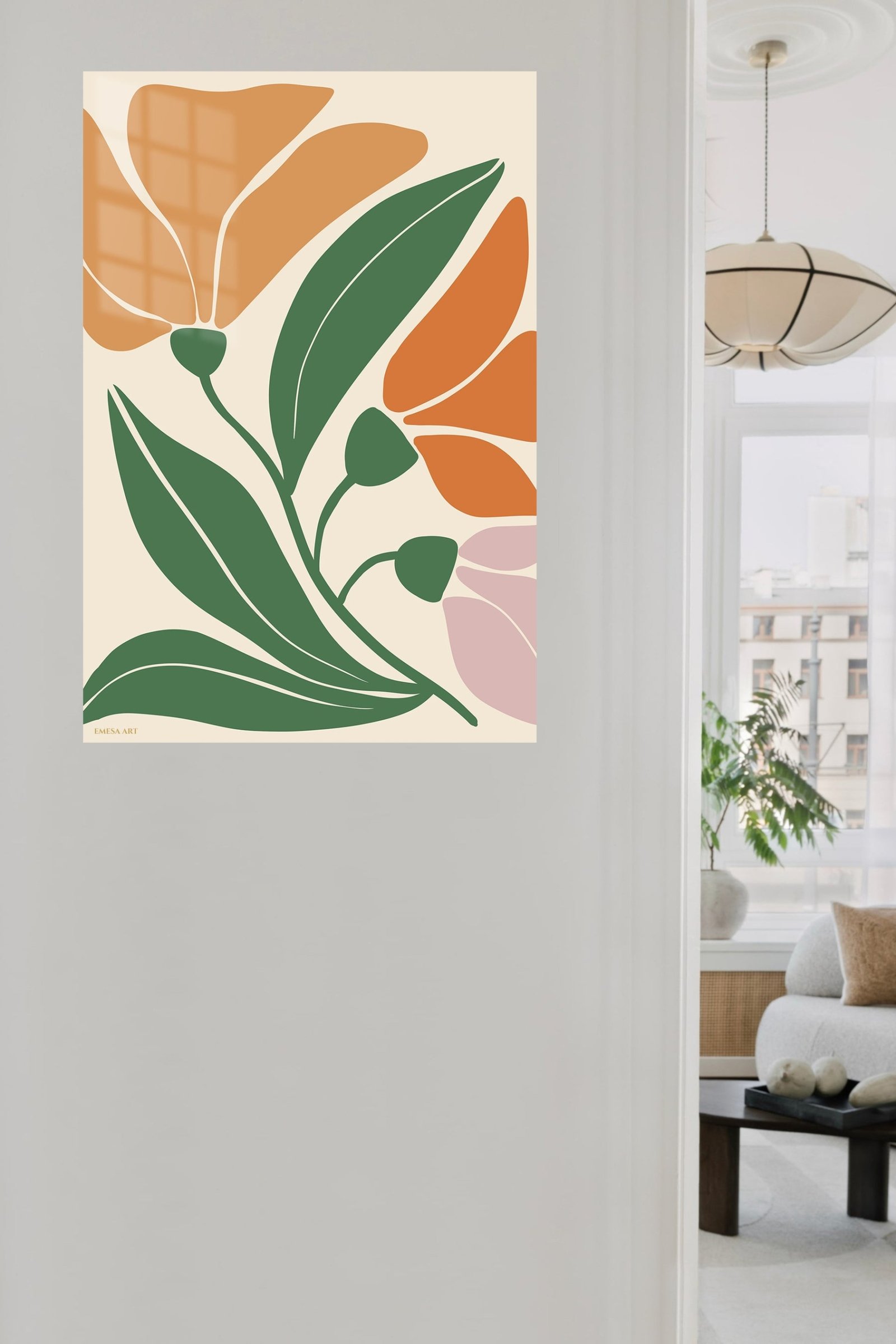 Terracotta Botanical Bloom metal wall art print, view 5