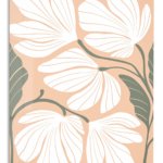 White Wildflowers on Peach metal wall art print