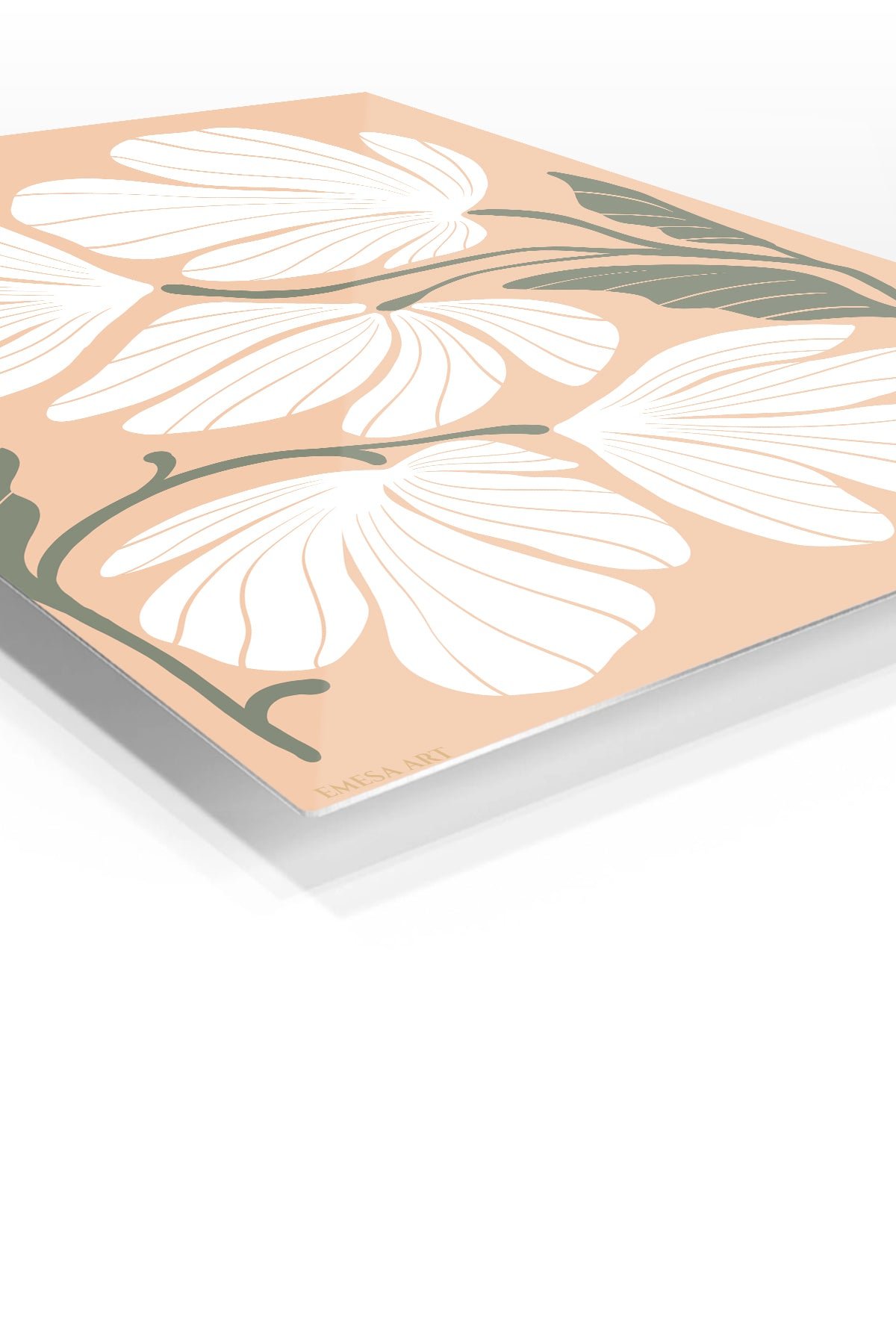 White Wildflowers on Peach metal wall art print, view 2