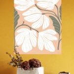 White Wildflowers on Peach metal wall art print, view 4