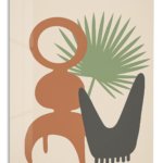 Palm and Abstract Forms metal wall art print