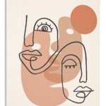 Terracotta Abstract Faces metal wall art print