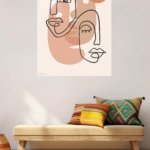 Terracotta Abstract Faces metal wall art print, view 5
