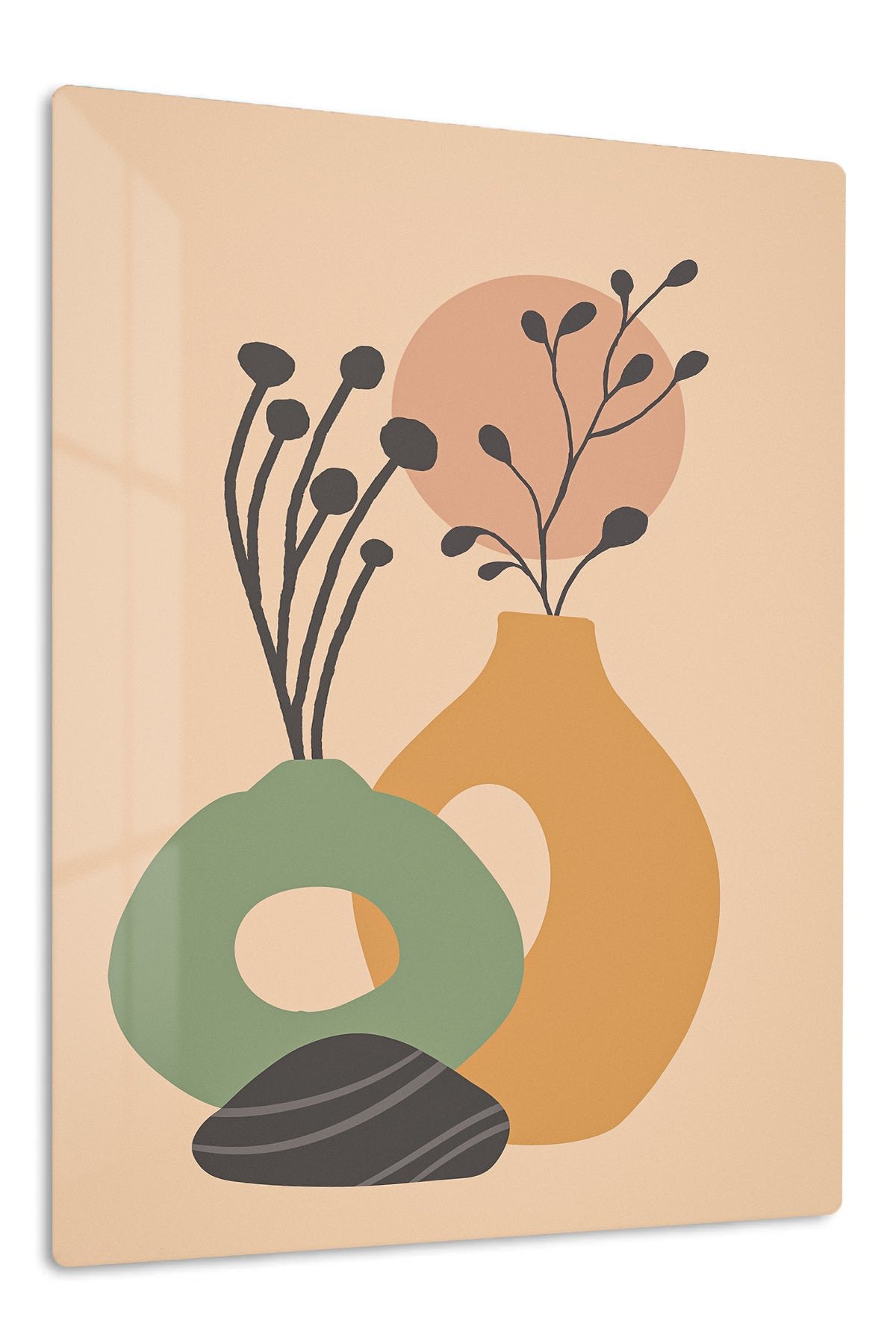 Sage Vessels and Terracotta Sun metal wall art print