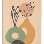 Earth Tone Botanical Vessels metal wall art print
