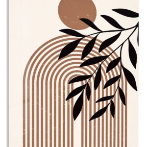 Terracotta Sun and Olive Branch metal wall art print