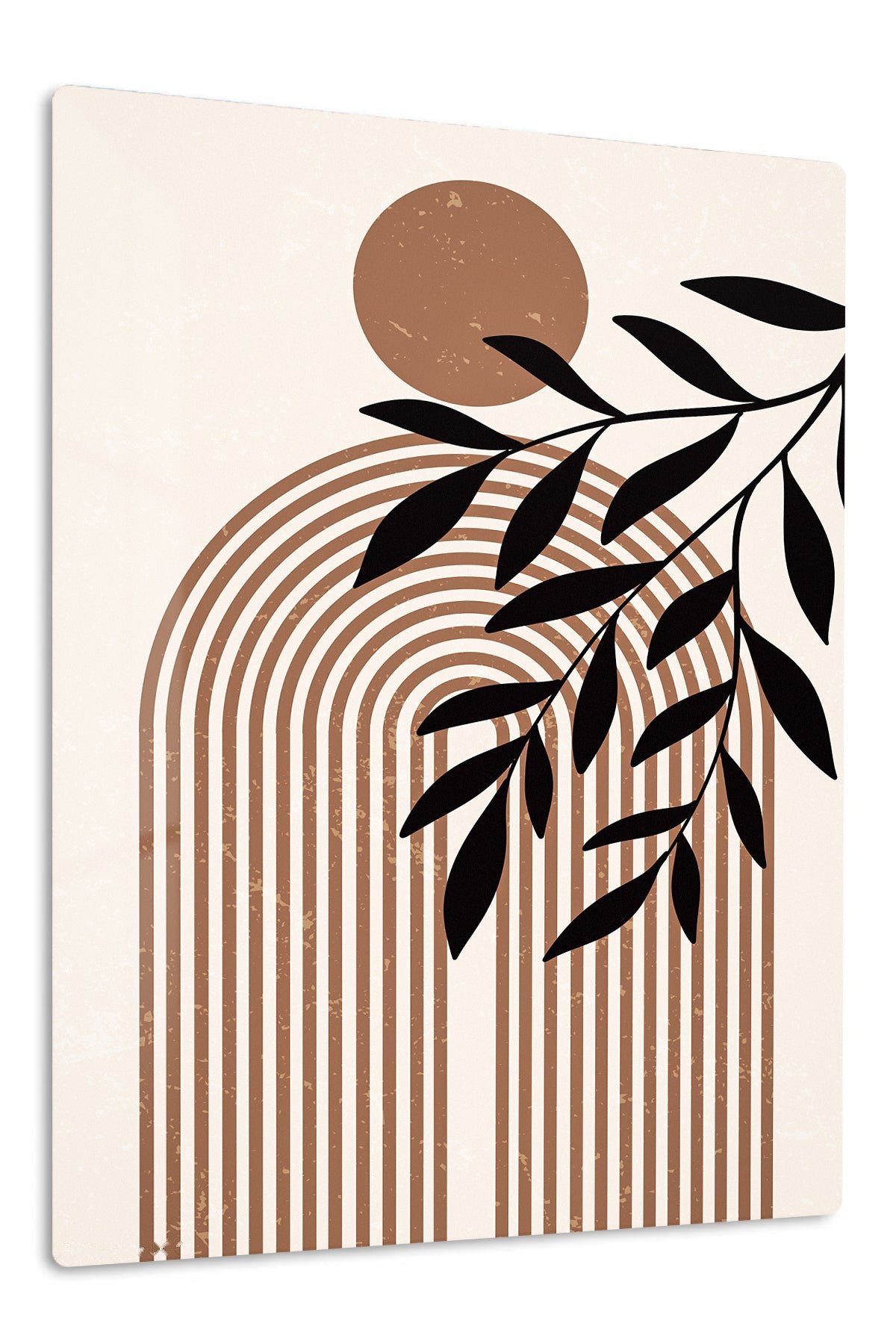 Terracotta Sun and Olive Branch metal wall art print