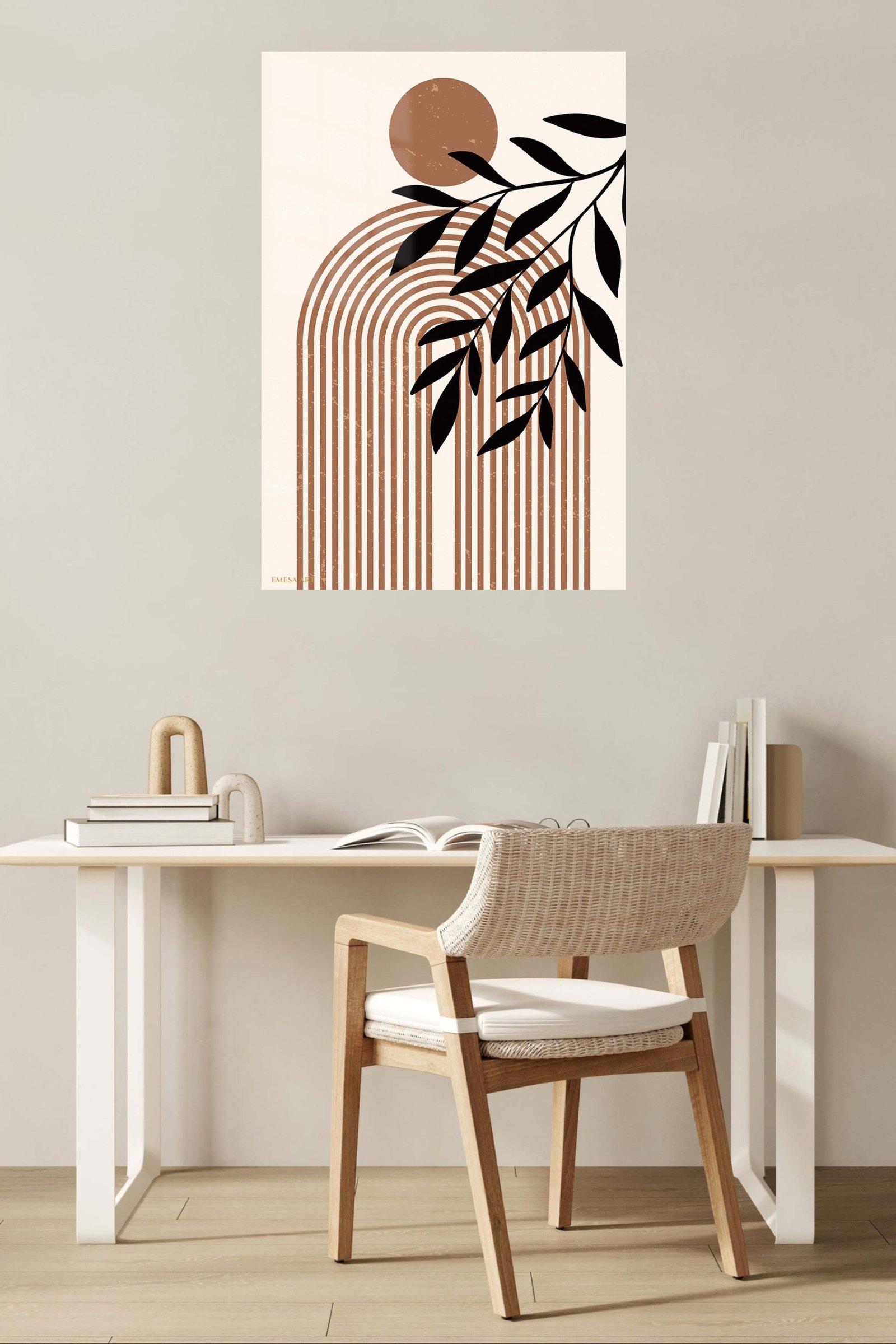 Terracotta Sun and Olive Branch metal wall art print, view 5