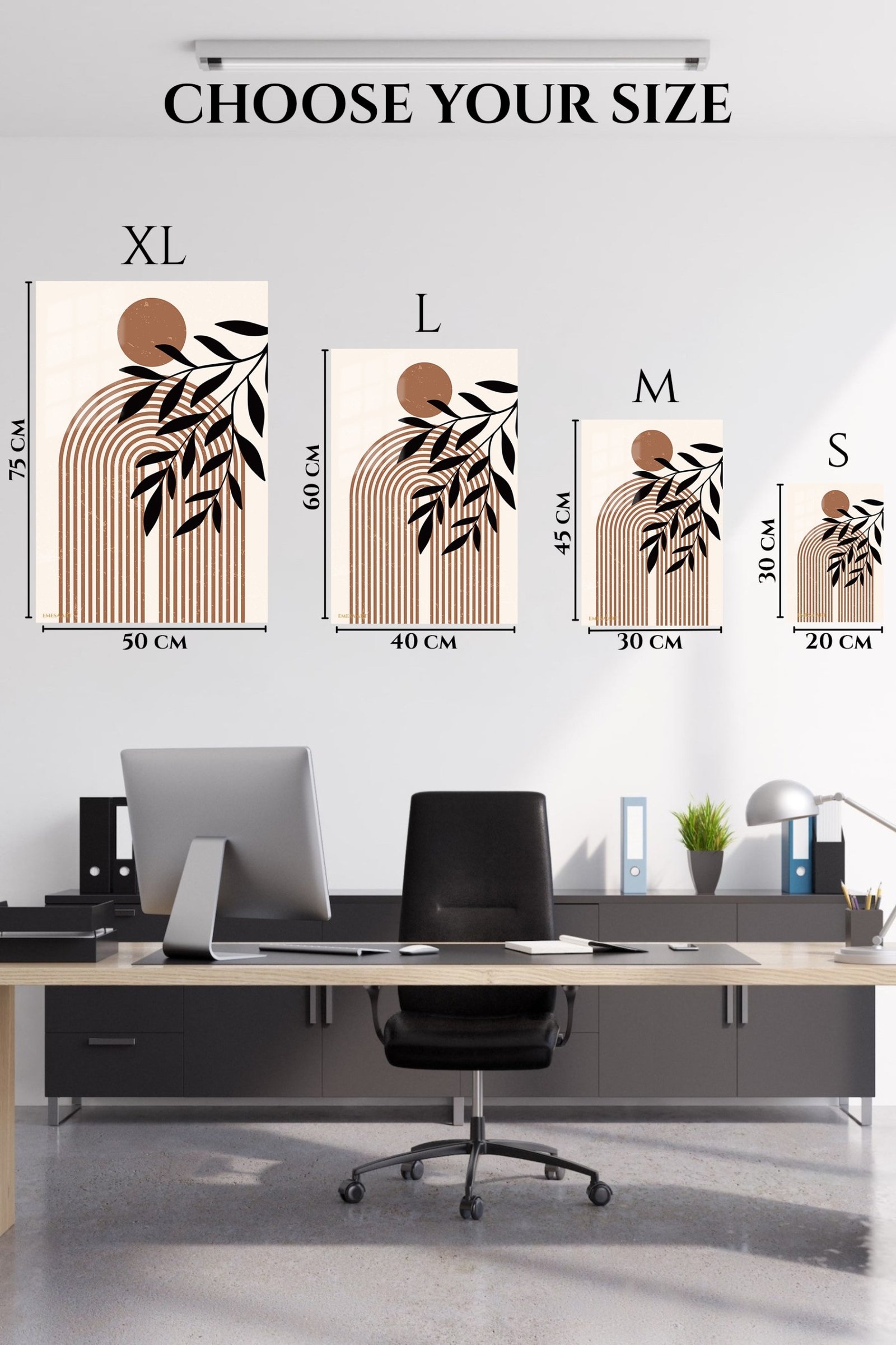 Terracotta Sun and Olive Branch metal wall art print, view 6