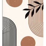 Earthy Leaf and Arch Abstraction metal wall art print