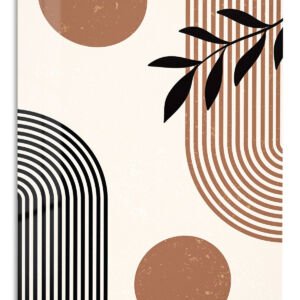Earthy Leaf and Arch Abstraction metal wall art print