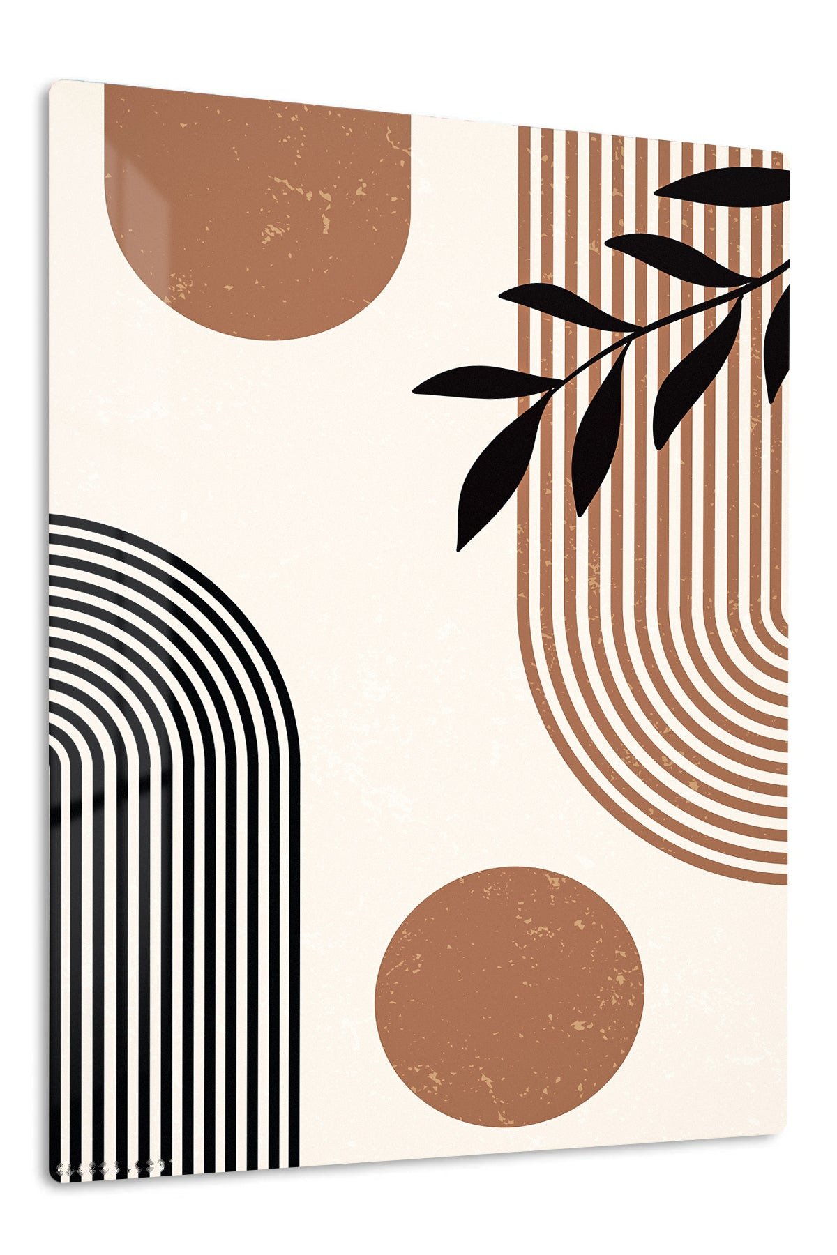 Earthy Leaf and Arch Abstraction metal wall art print