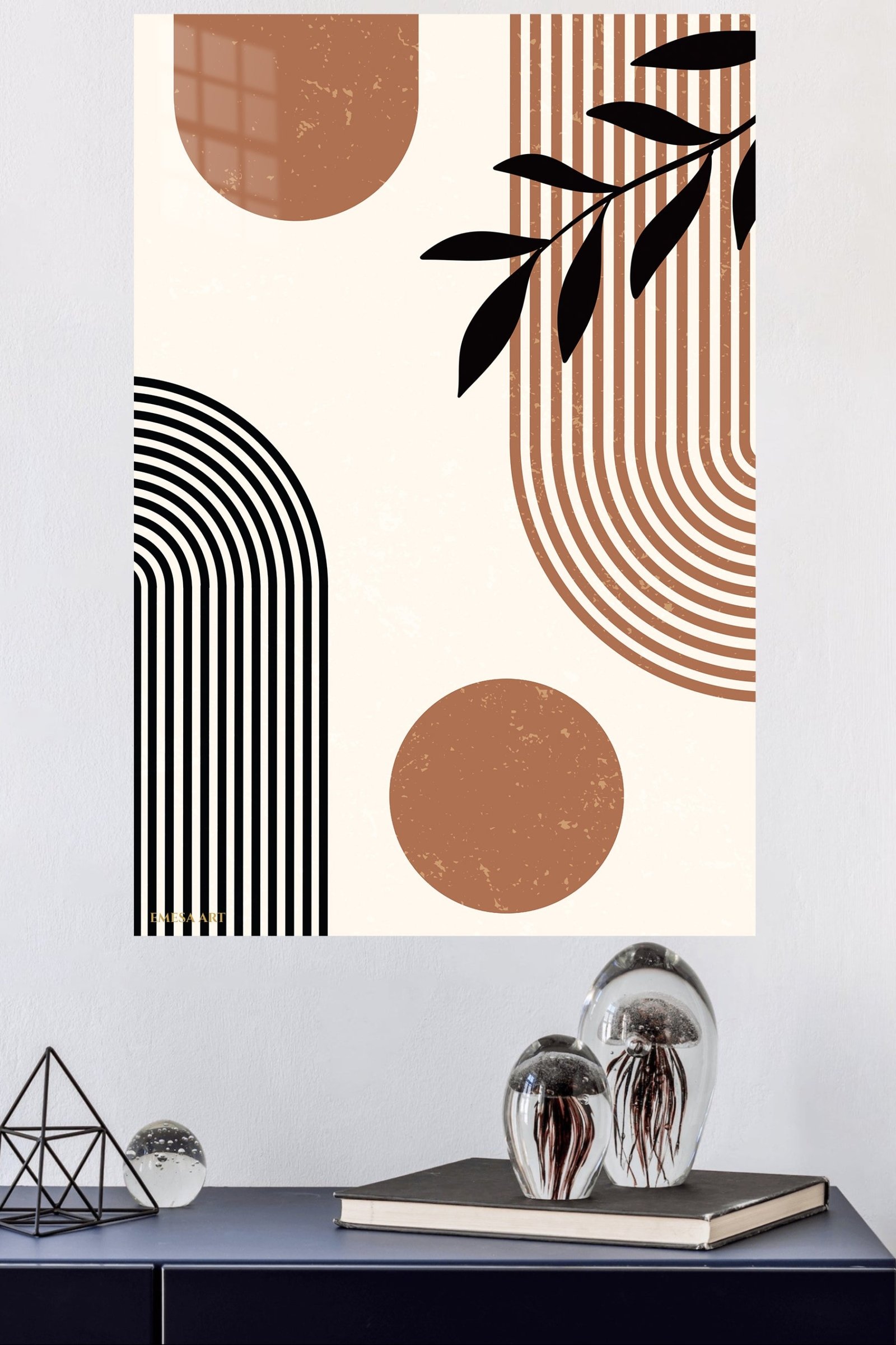 Earthy Leaf and Arch Abstraction metal wall art print, view 4