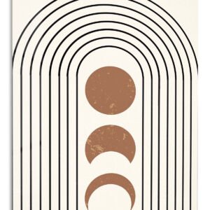 Terracotta Moon Phases Arch metal wall art print